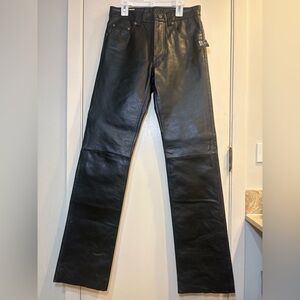 NWT Wilsons Pelle Studio Black Leather Pants Straight Leg Mens Size 30 (28x33)